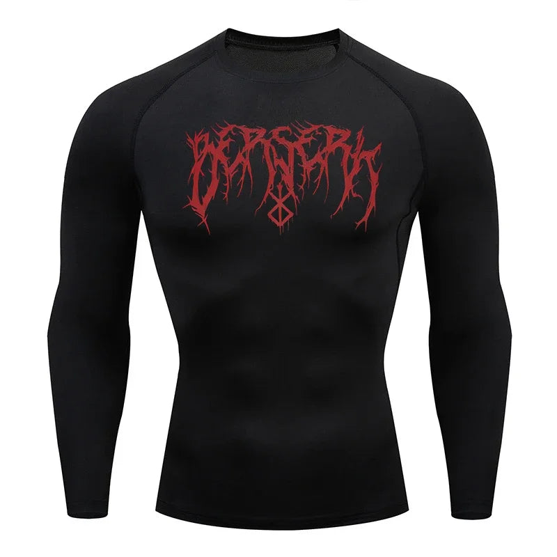 Gym Workout Rash Guard for Men Athletic Quick Dry Compression Shirts Berserk Print Tshirts Tees Tops Undershirts Baselayers