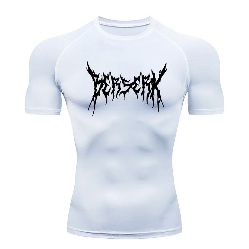 Gym Workout Rash Guard for Men Athletic Quick Dry Compression Shirts Berserk Print Tshirts Tees Tops Undershirts Baselayers