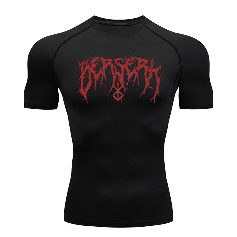 Gym Workout Rash Guard for Men Athletic Quick Dry Compression Shirts Berserk Print Tshirts Tees Tops Undershirts Baselayers