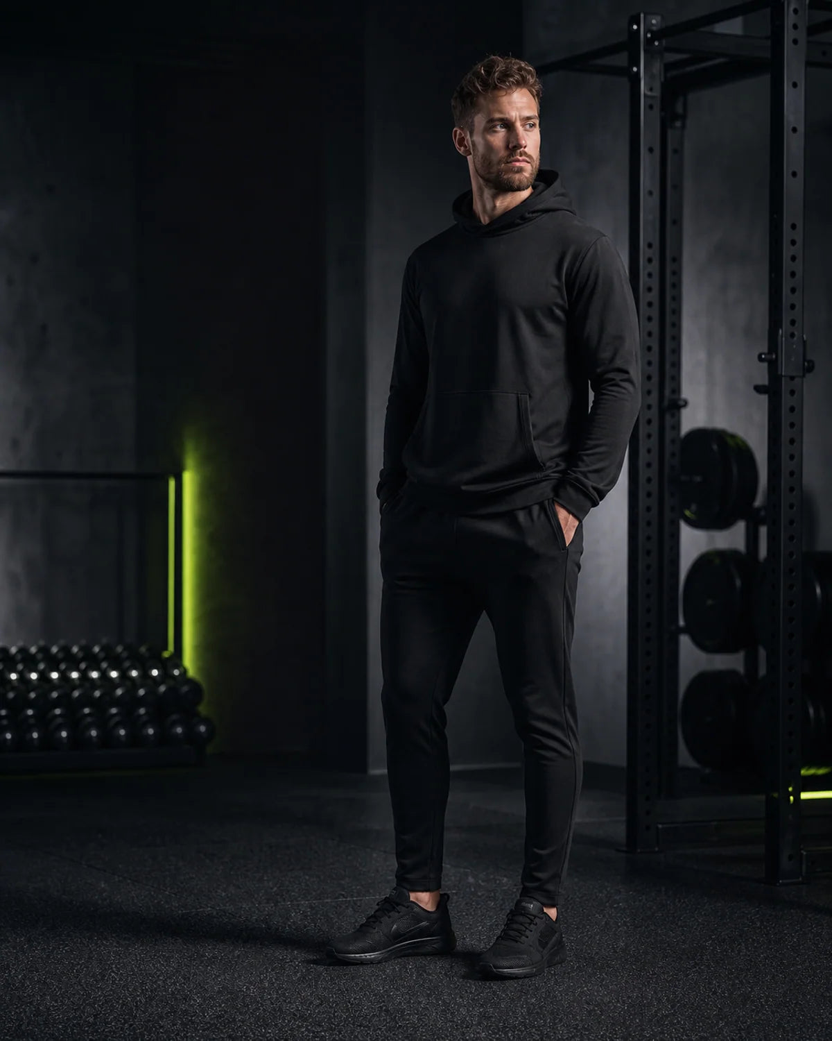 Men's black fitness clothing